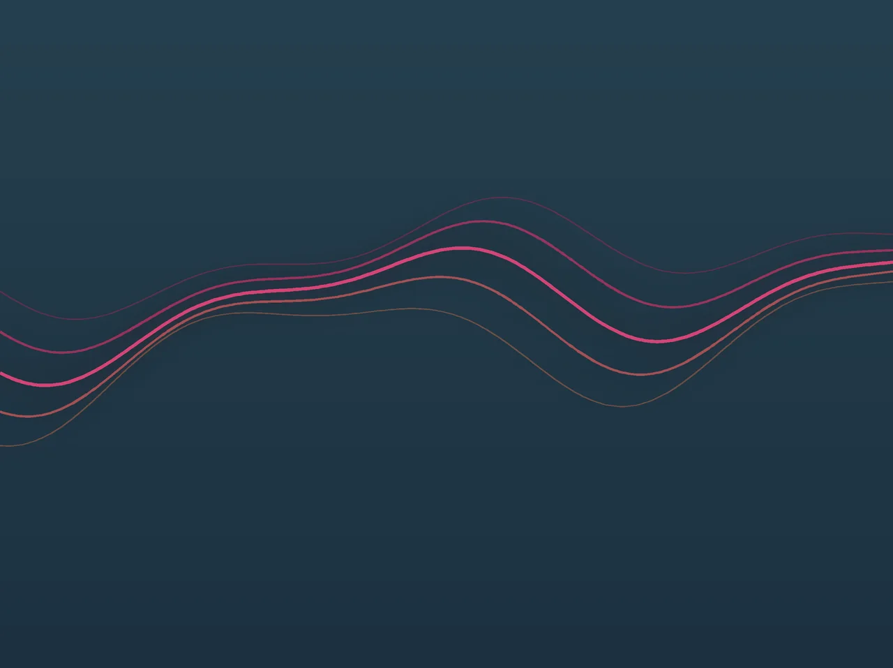 Abstrakte Wellenlinien in Magenta und Orange auf tiefblauem Grund