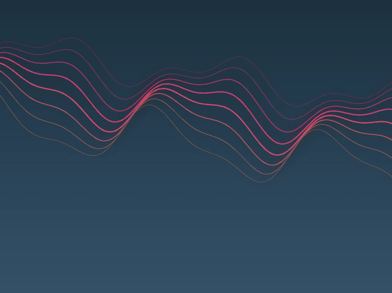 Abstrakte Wellen in Magenta und Orange auf blauem Grund