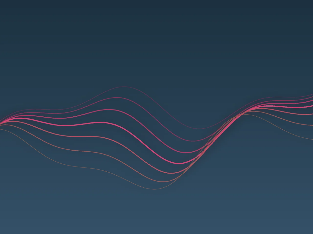 Abstrakte Wellenlinien in Magenta und Orange auf dunklem Blau