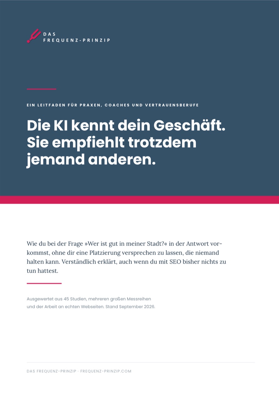 Titelseite des E-Books «Die KI kennt dein Geschäft. Sie empfiehlt trotzdem jemand anderen.»